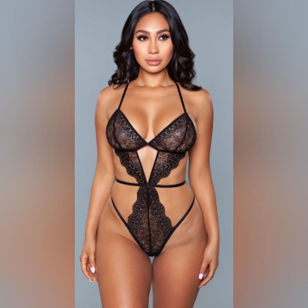 Black Lace Gstring Teddy